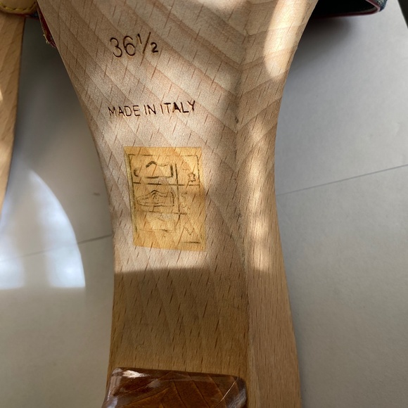 Louis Vuitton denim monogram heels mules tan leather slip on sandals slides blue - Picture 9 of 9